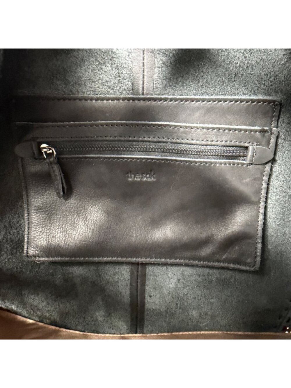 The Sak Los Feliz Slouchy Boho Tote Black Leather Moroccan Lasercut + Tassels - Picture 8 of 12